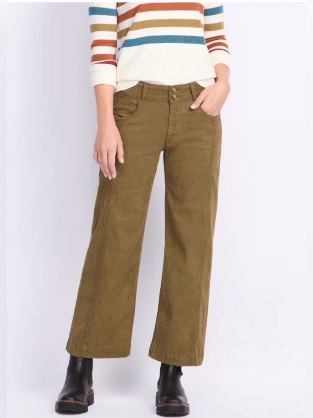 KUT from the Kloth Charlotte High Rise Wide Leg Pants 6 Olive Green Utility
